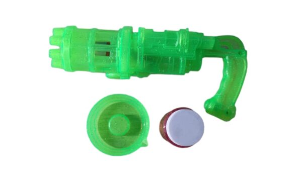 Pistola de burbujas automático color verde utiliza 3 pilas AA